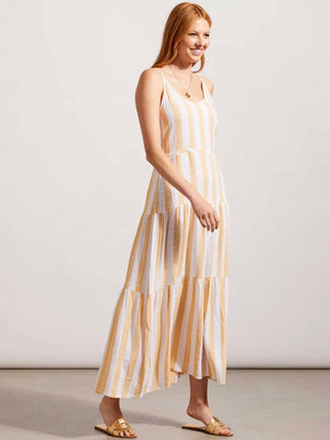 Linen Lemon Striped Maxi Dress