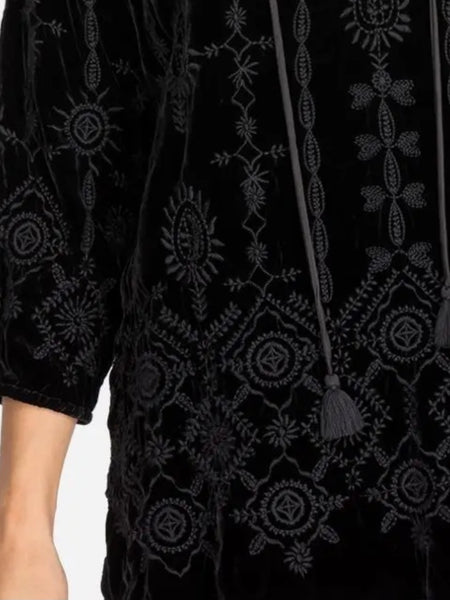 johnny was claude velvet peasant blouse