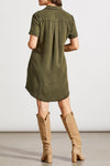 Pop Over Olive Shirt Dress