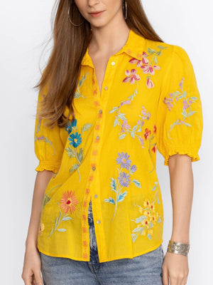 Johnny Was Evangeline Smocked Lisbon Shirt