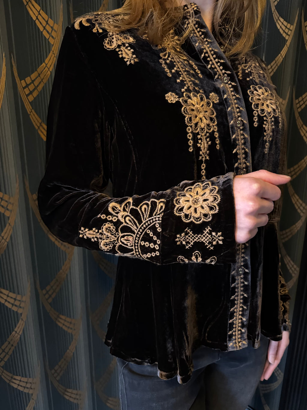 Johnny Was Velvet Peplum Jacket