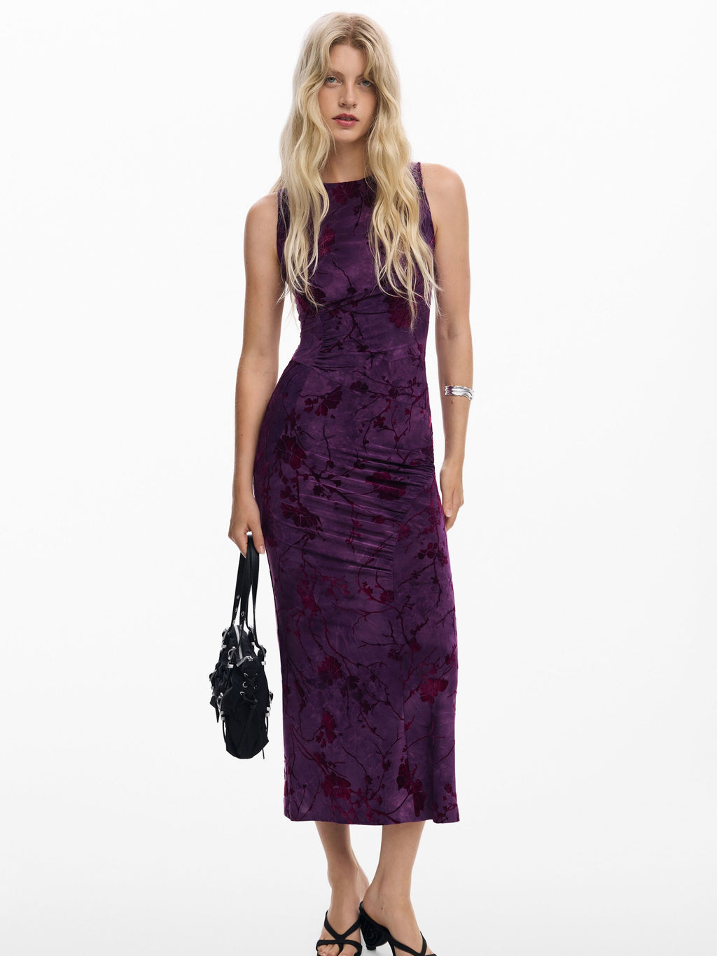 Desigual cereza purple velvet dress