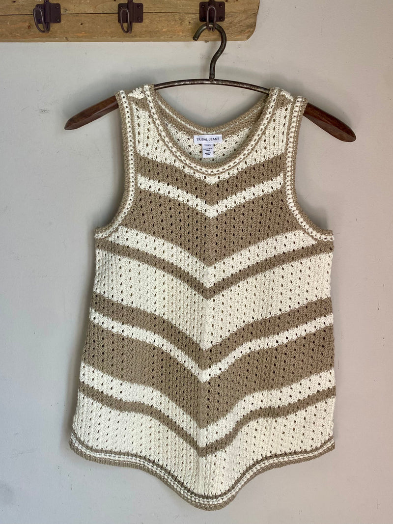 Tribal Crew Neck Racer Back Sweater