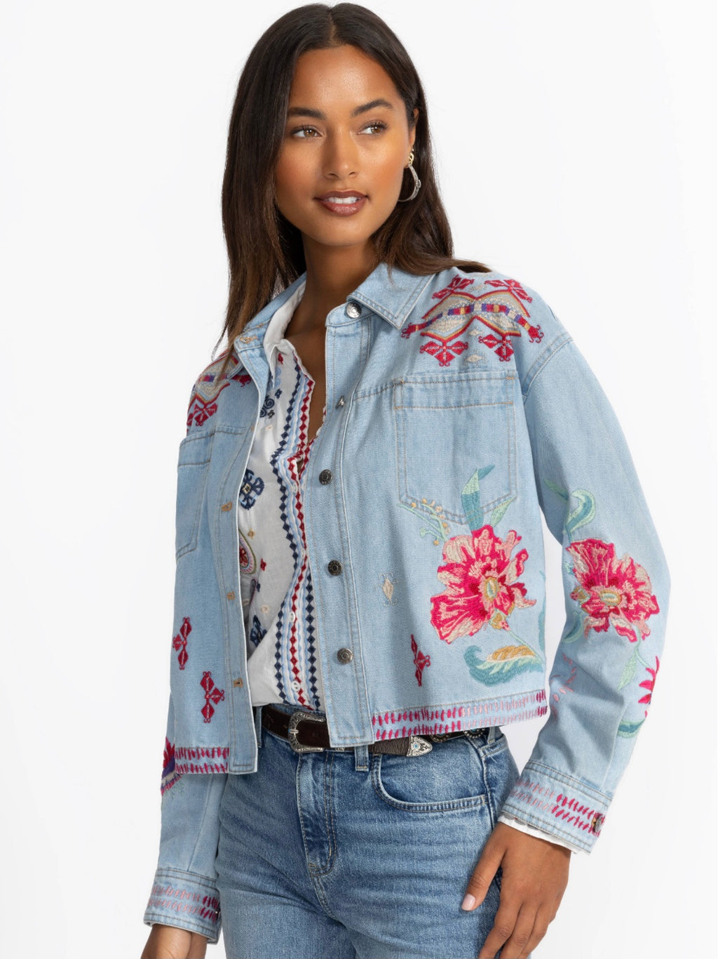 Johnny Was Talulla Cropped Denim Jacket