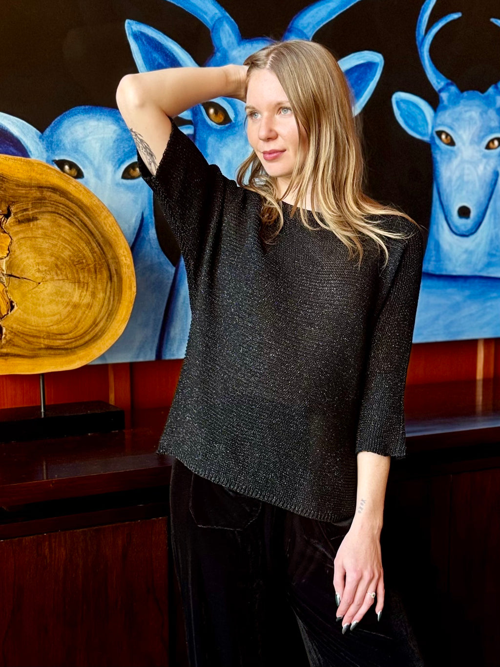 Black Holiday Shimmer Top