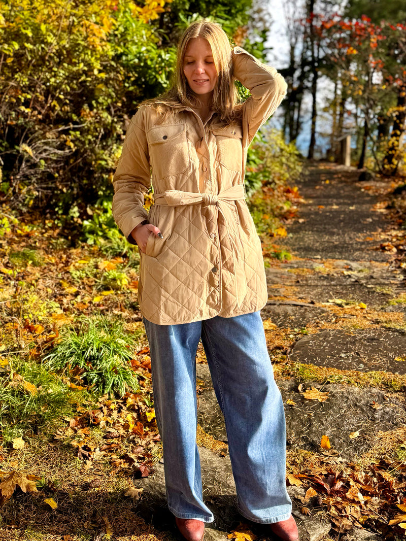 Mixed Media Button Jacket