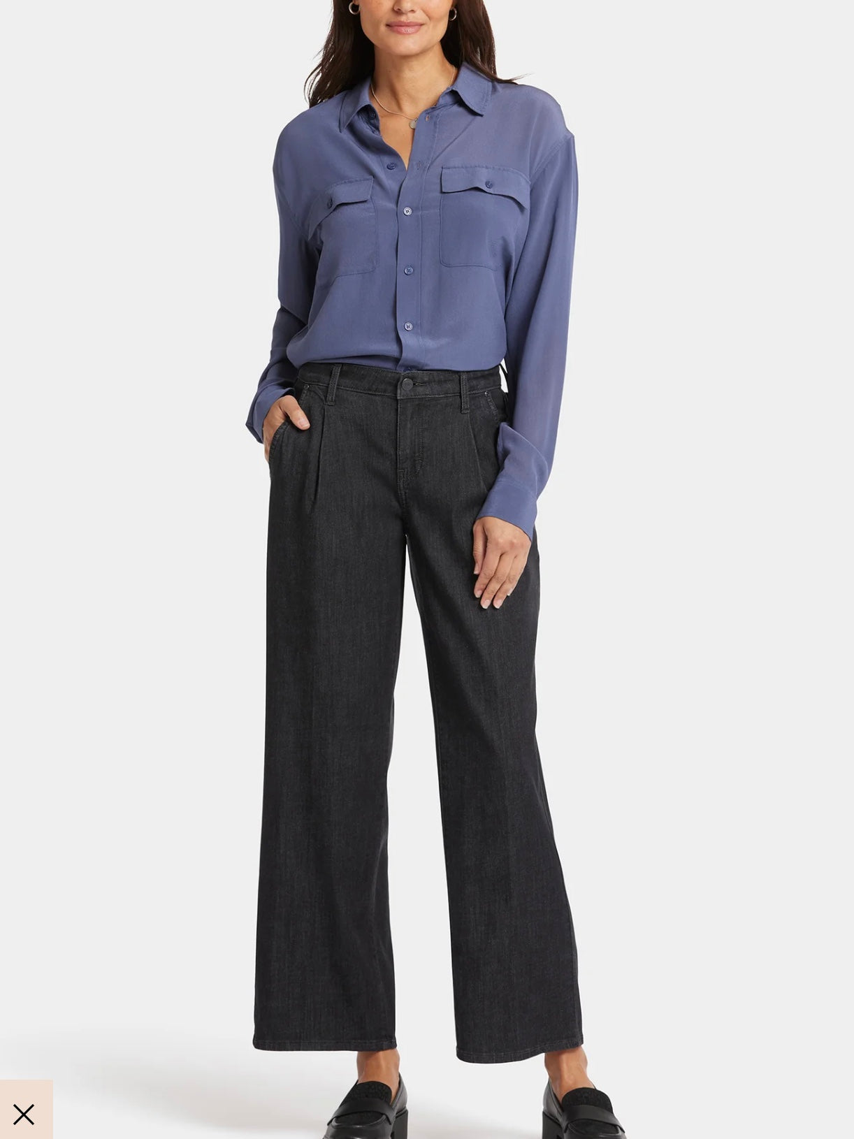 NEW NYDJ Teresa High Rise online Frayed Hem Wide Leg Trouser Jeans