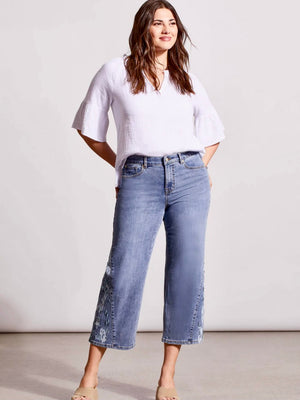 Sophia Wide Crop Jeans W/ Side embellishment