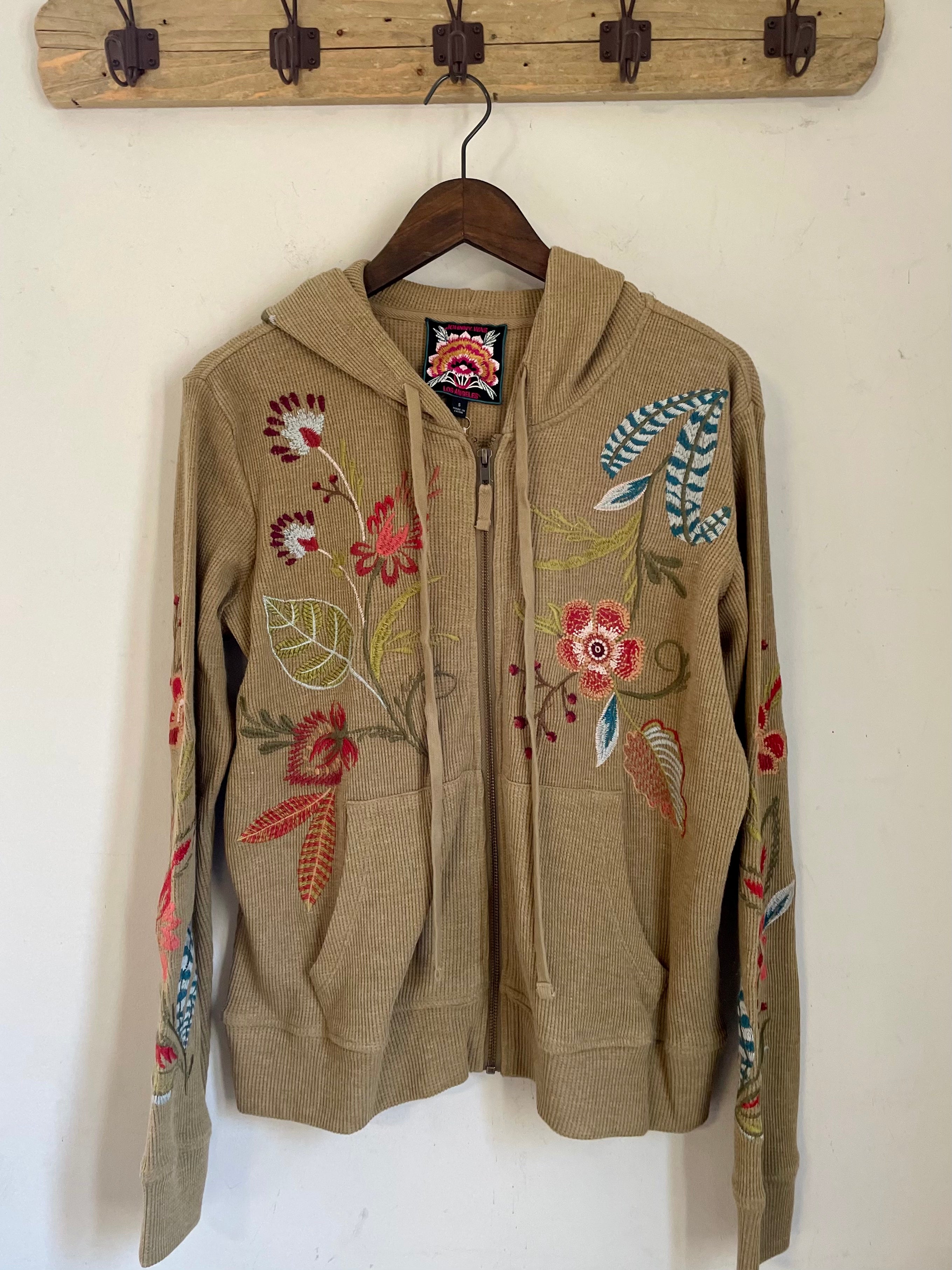 Johnny Was Embroidered Zipper good hoodie jacket