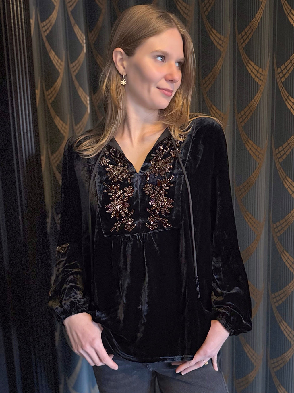 Johnny Was Velvet Prairie Blouse