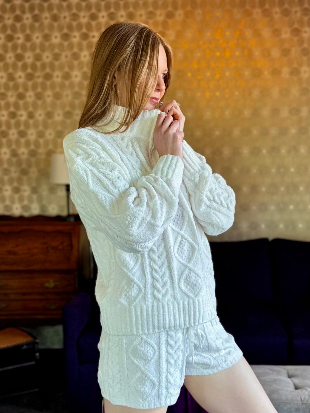 PJ Salvage L/S Chenille Cable Crew Lounge