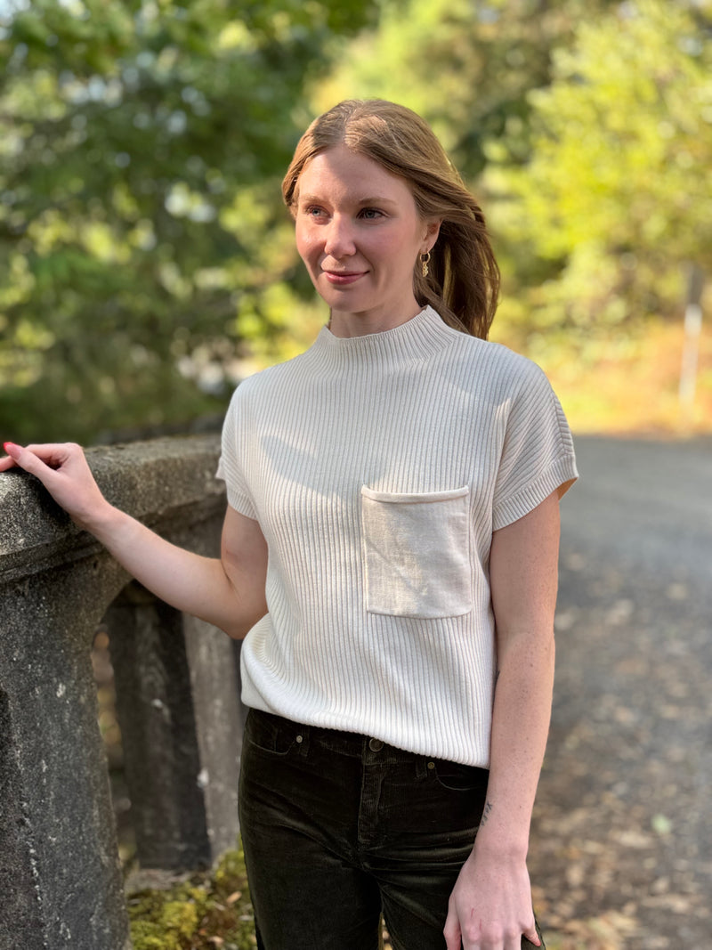 Tribal Dolman Cotton Mock Neck Sweater