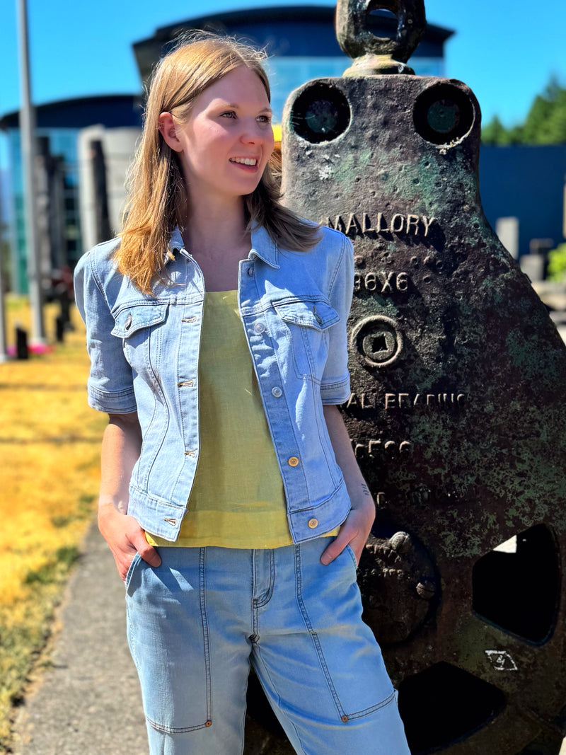 Elbow Sleeve Denim Jacket