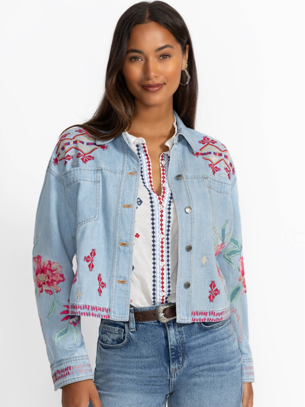 Johnny Was Talulla Cropped Denim Jacket