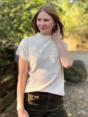 Tribal Dolman Cotton Mock Neck Sweater