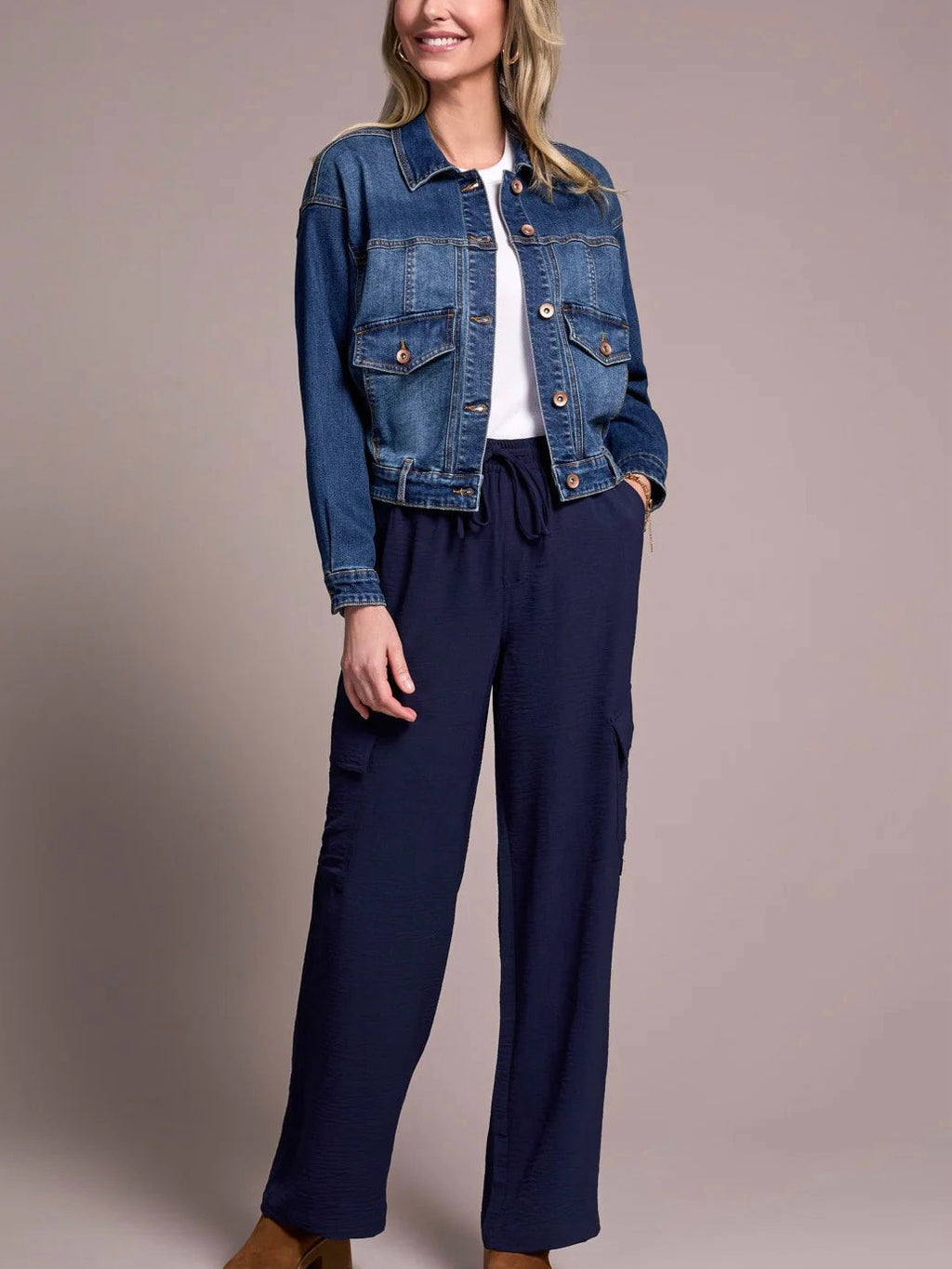 Tribal Drop Shoulder Denim Jacket