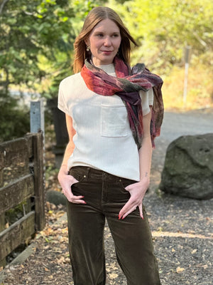 Tribal Dolman Cotton Mock Neck Sweater