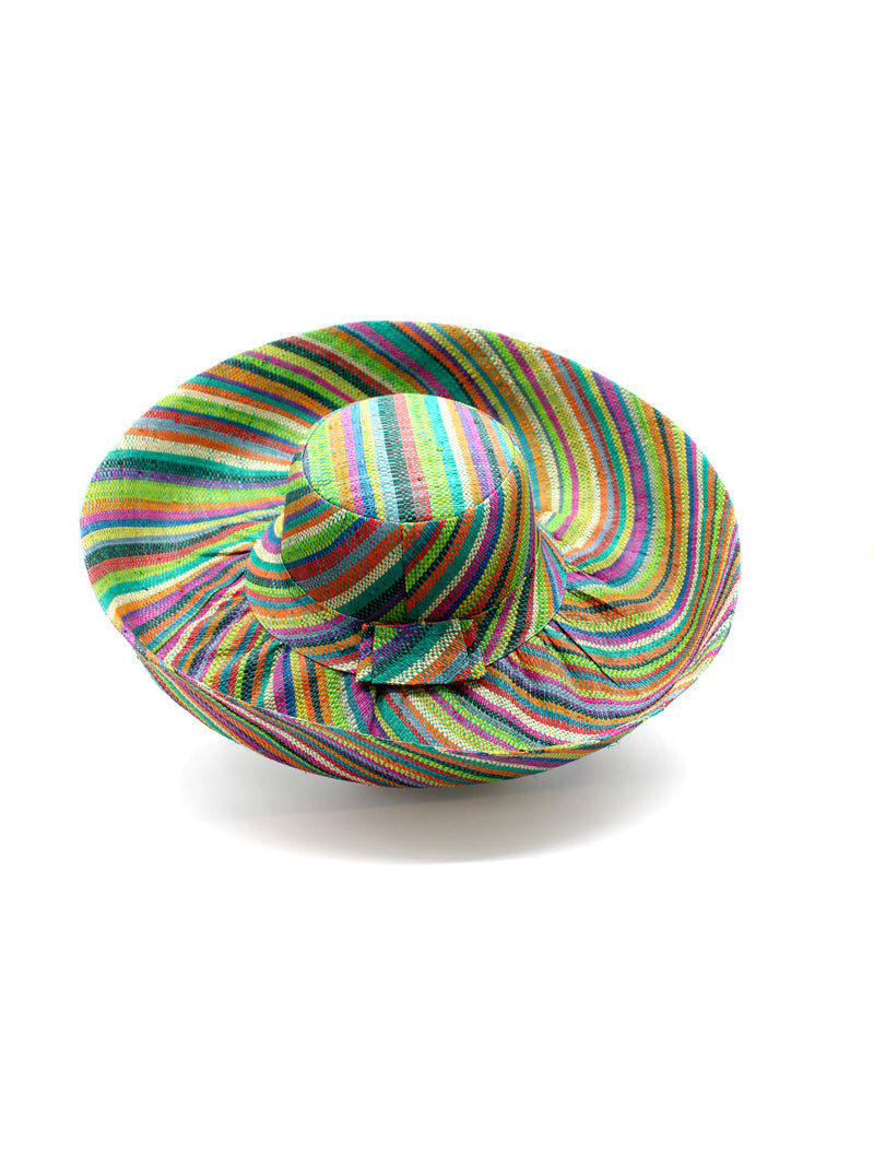 7” Wide Brim Multicolor Stripe Sun Hat