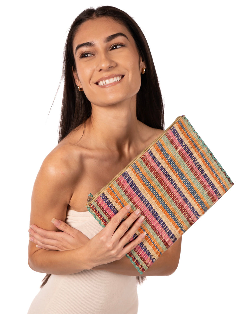 Zippered Straw Clutch Bags