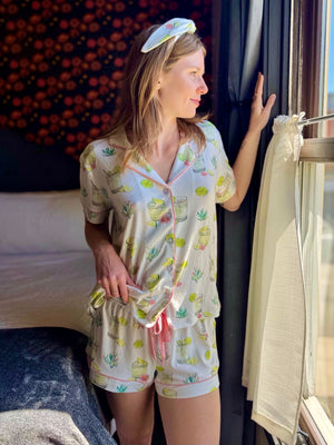 PJ Salvage Top and Headband Lime Set