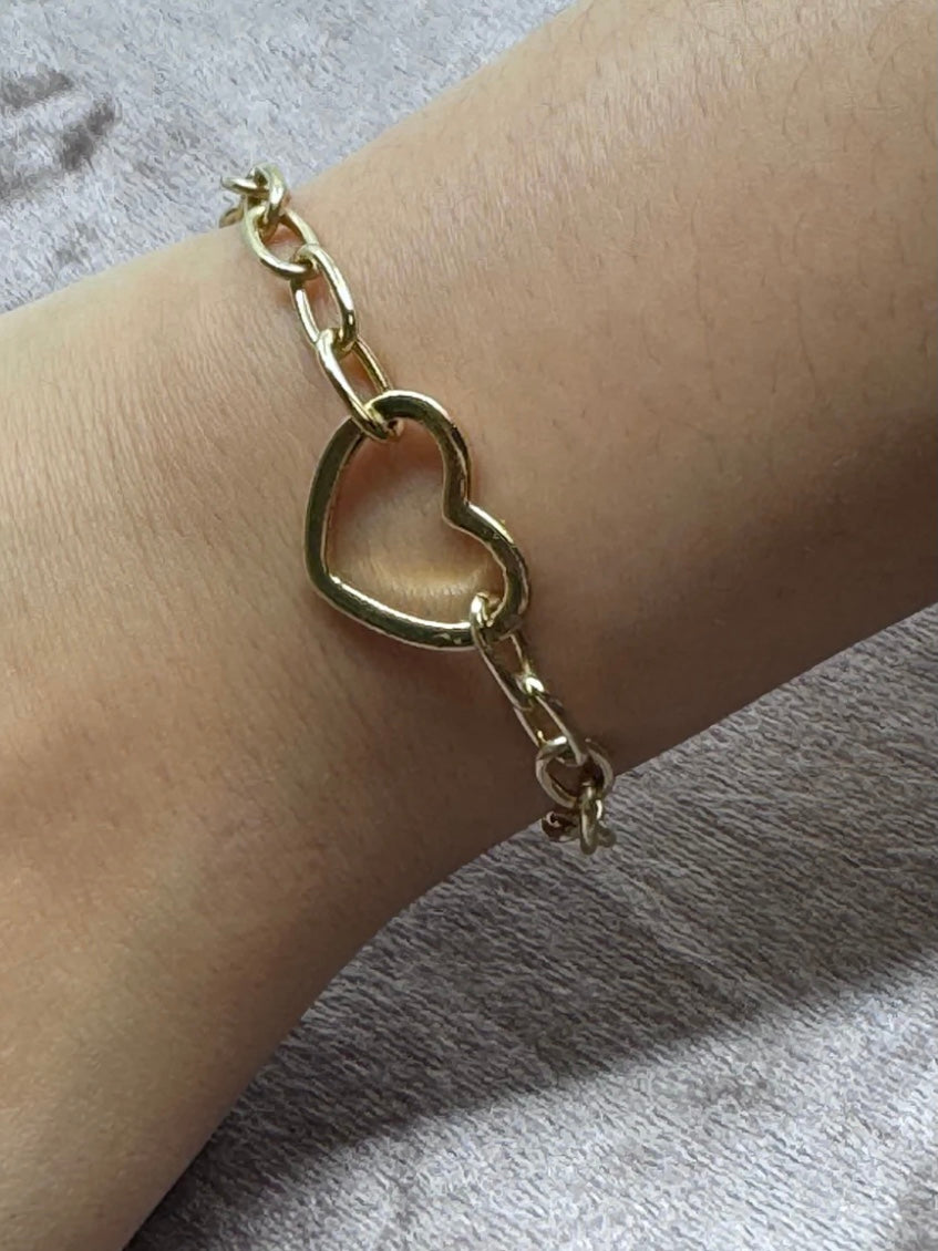 Link Chain with Gold Fill Heart Center