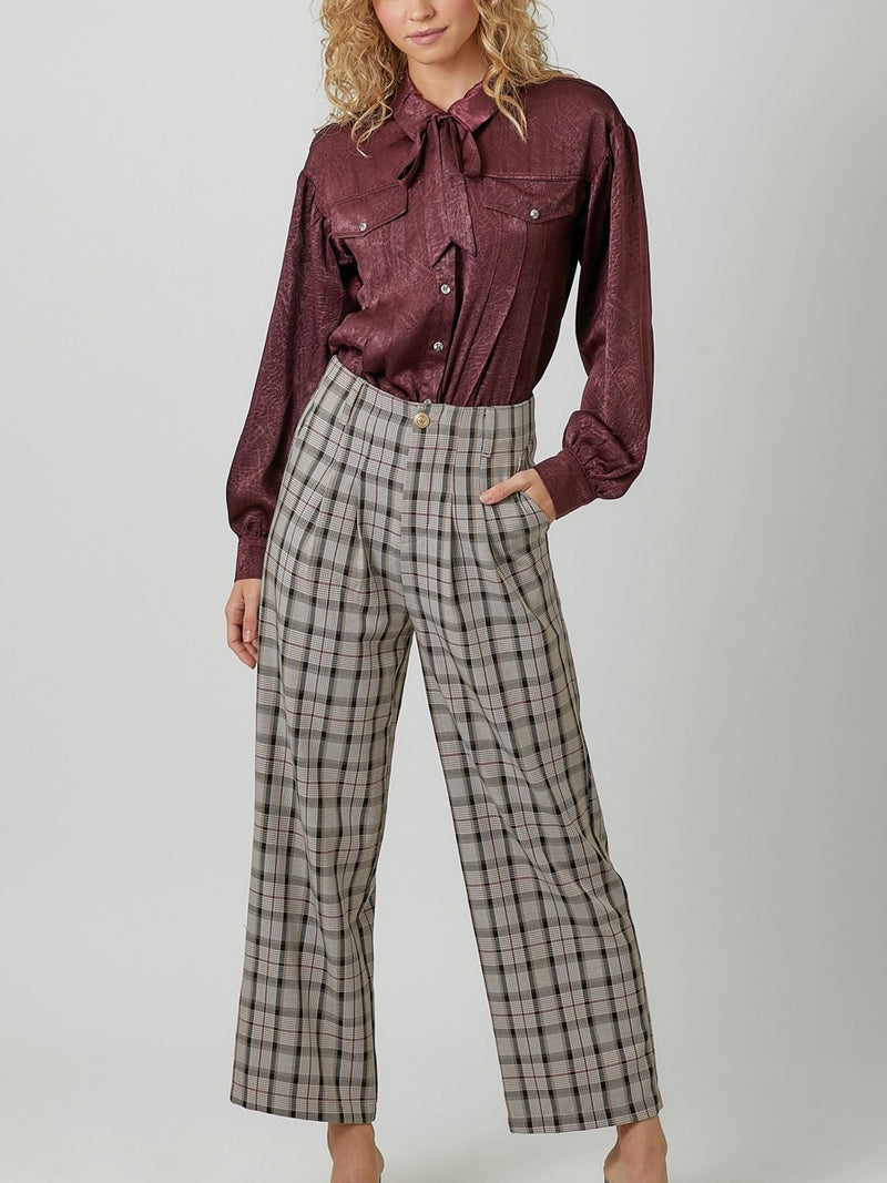 Plaid Wide Leg Pant