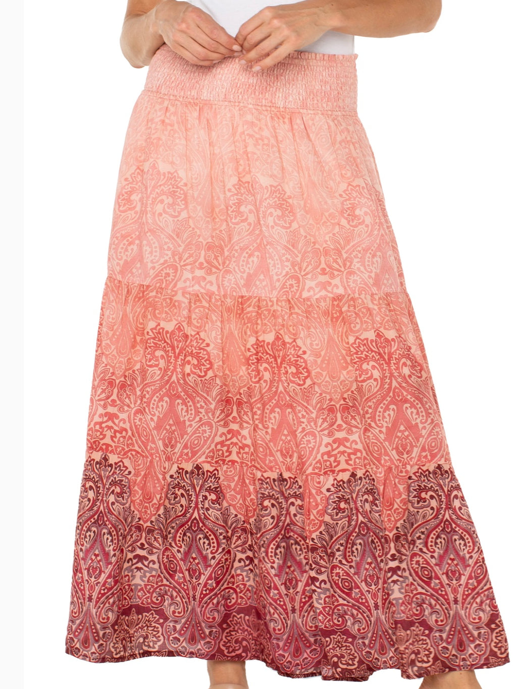 Liverpool Tiered Woven Maxi Skirt