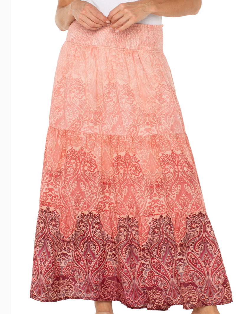 Liverpool Tiered Woven Maxi Skirt