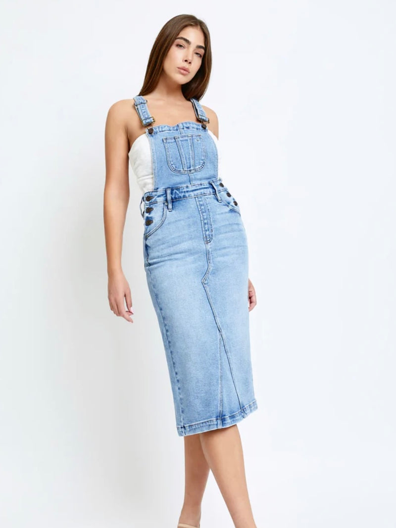 Overall MIDI Pencil Skirt W/ Back Open Slit – Out on a limb WA