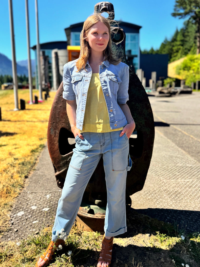 Elbow Sleeve Denim Jacket