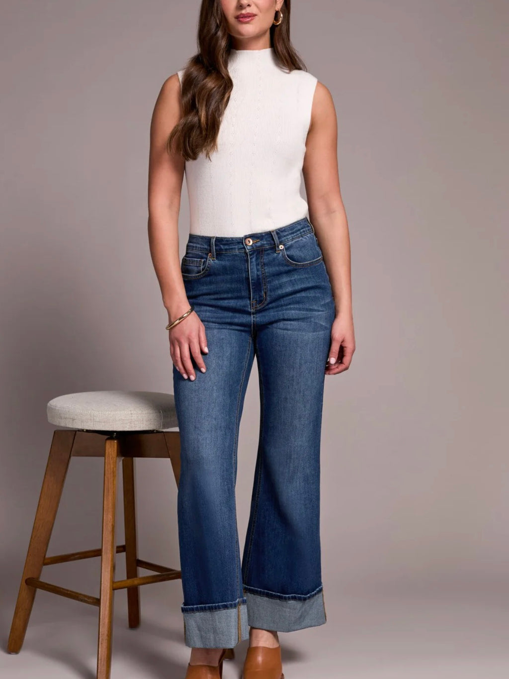 Tribal Brooke Cuffed Palazzo Jeans