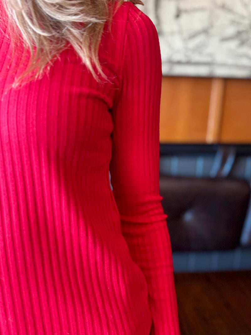 Liverpool Long Sleeve Mock Neck Knit Top with Button Detail