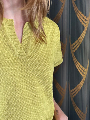 Tribal Slit V-Neck Extended Shoulder Sweater