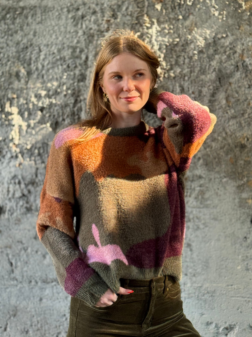 Fuzzy Crew Neck Sweater