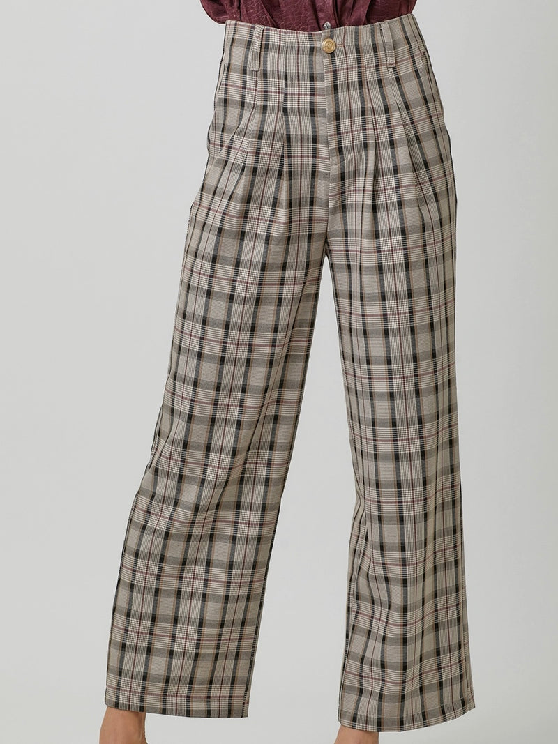 Plaid Wide Leg Pant