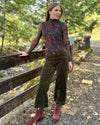 Tribal Plum Wine Turtle Neck Mesh Top