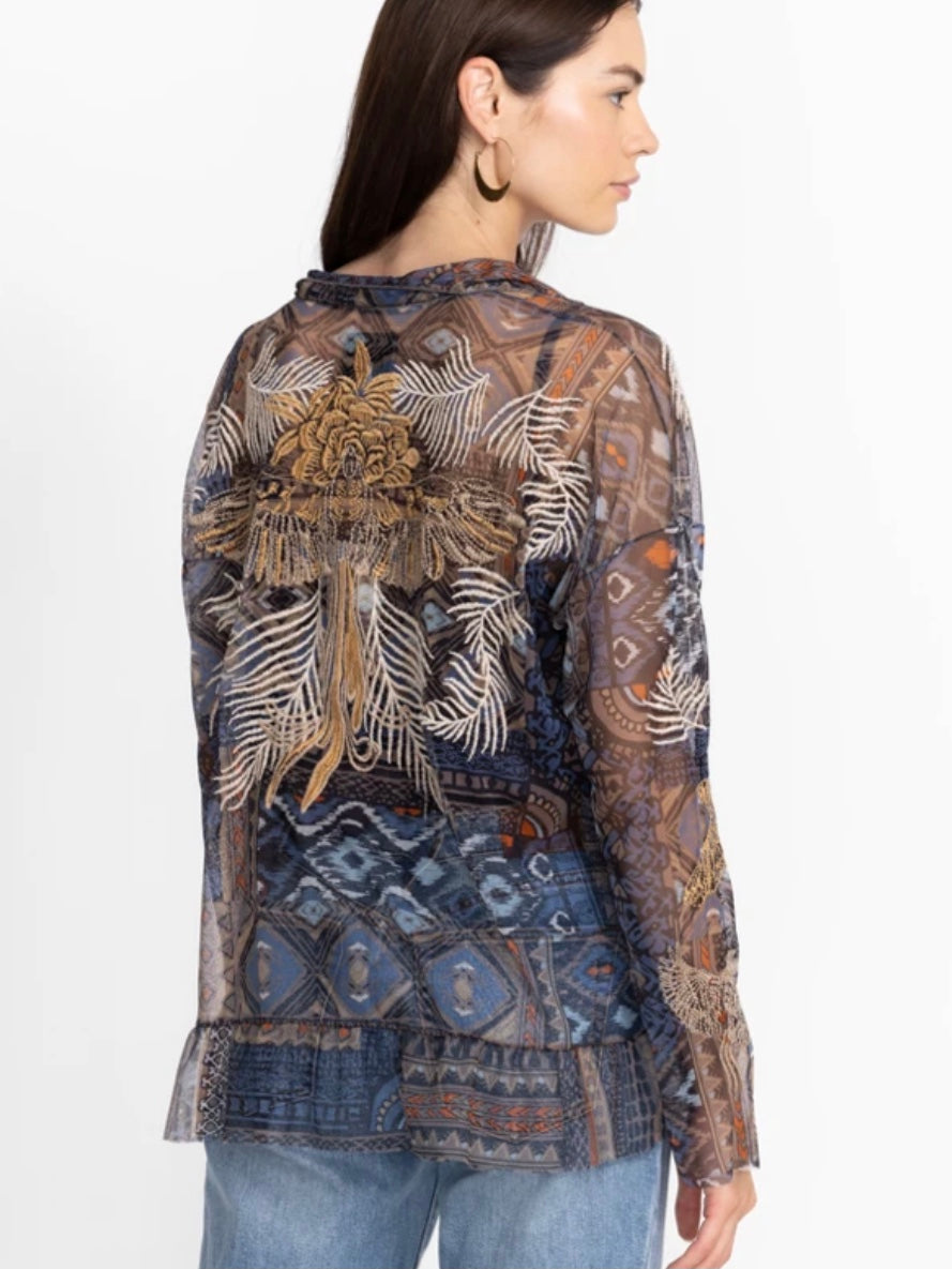 Johnny Was Noemie Mesh Blouse