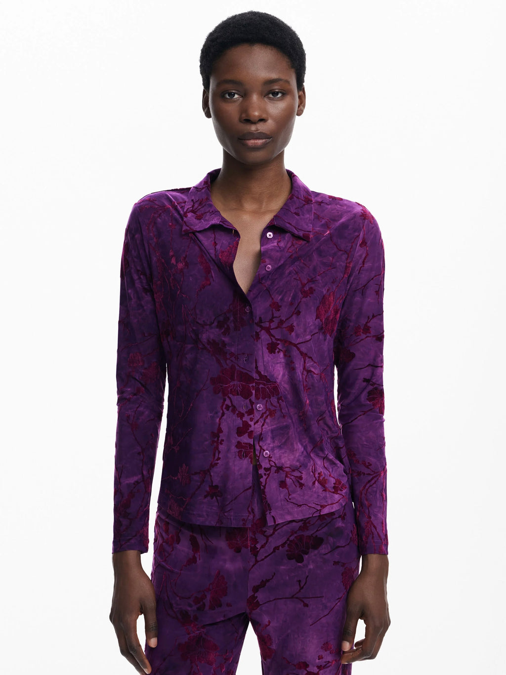 Desigual Alina Cereza purple velvet long sleeve