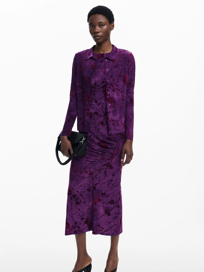 Desigual Alina Cereza purple velvet long sleeve