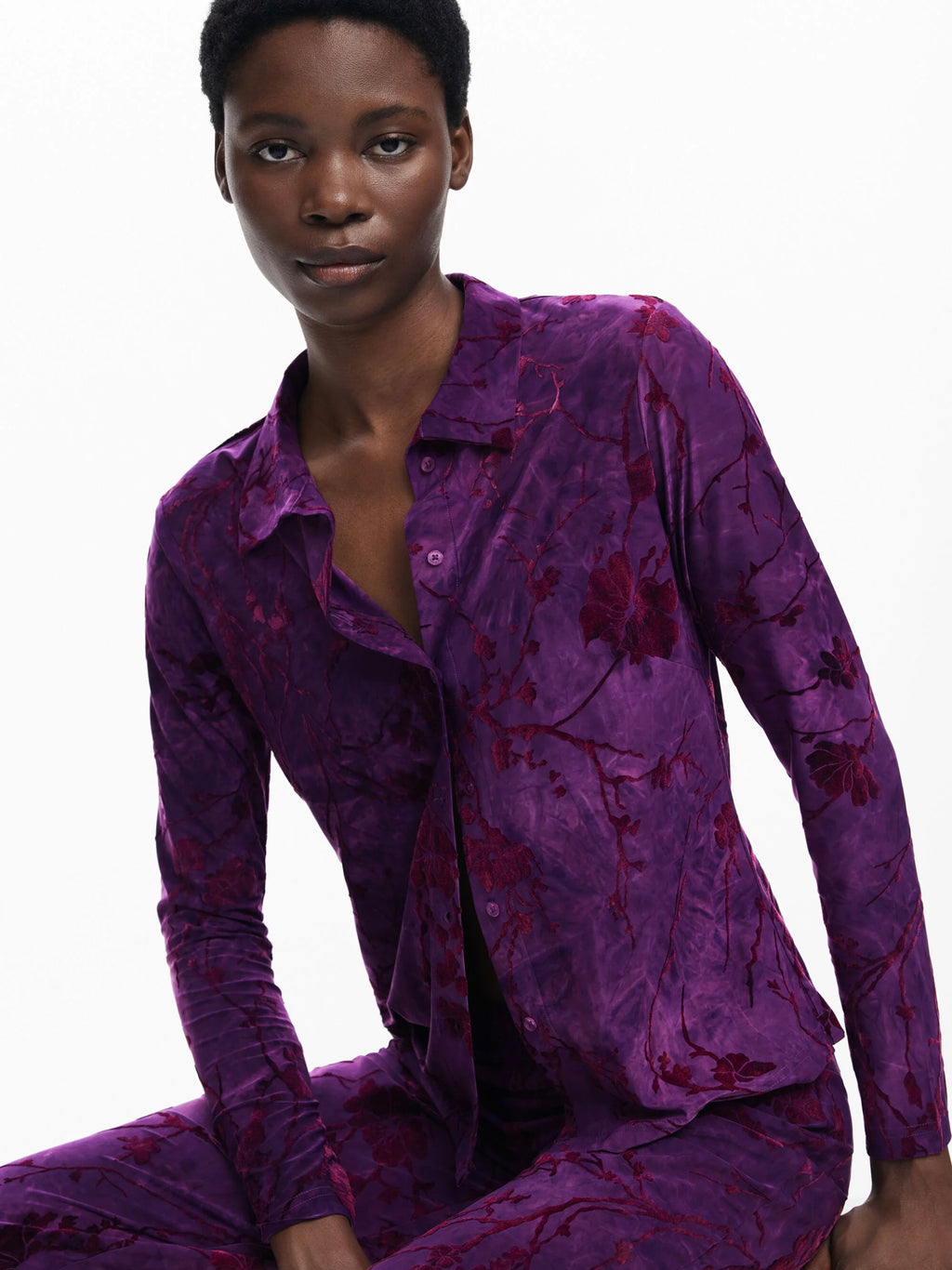 Desigual Alina Cereza purple velvet long sleeve