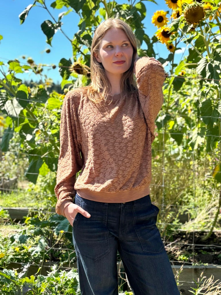 Dylan Mesh Flower Covet Top