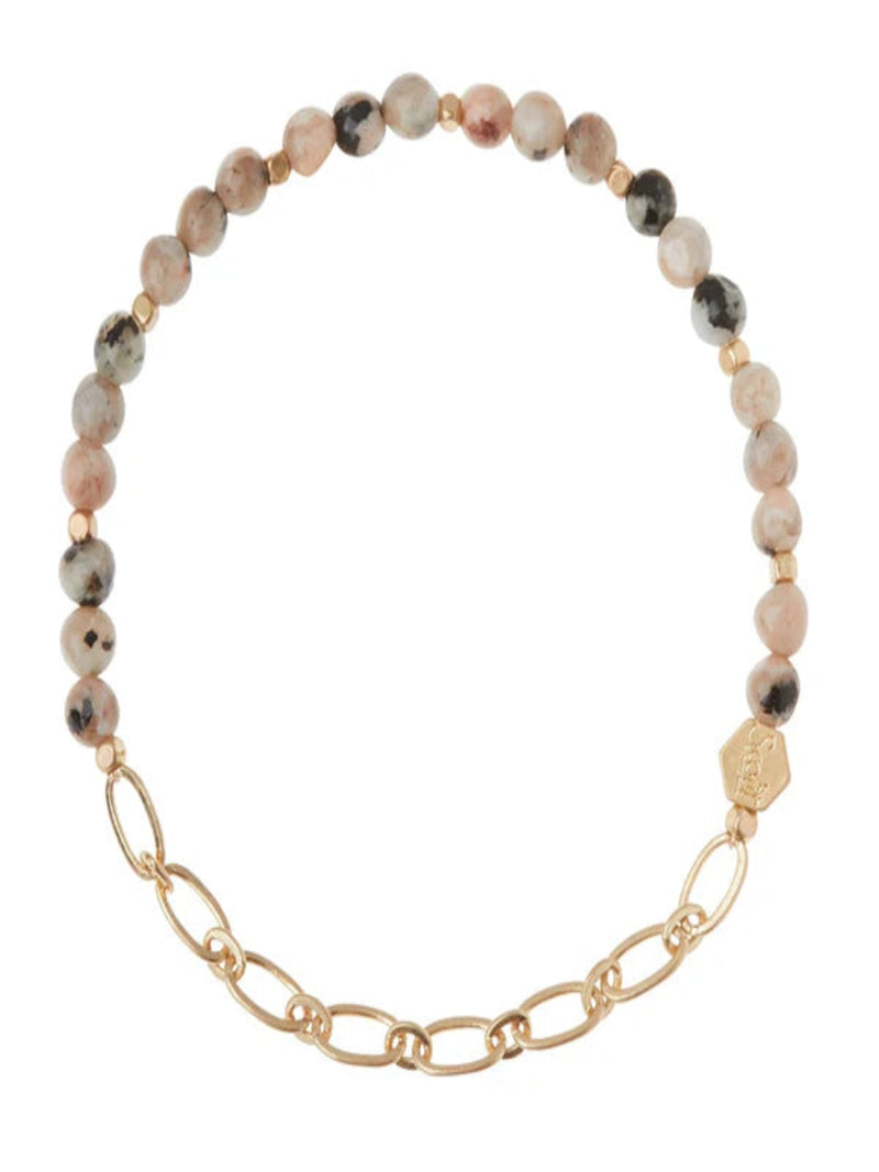 Mini Stone W/Chain Stacking Bracelet