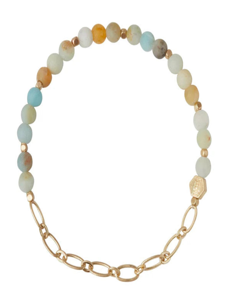 Mini Stone W/Chain Stacking Bracelet