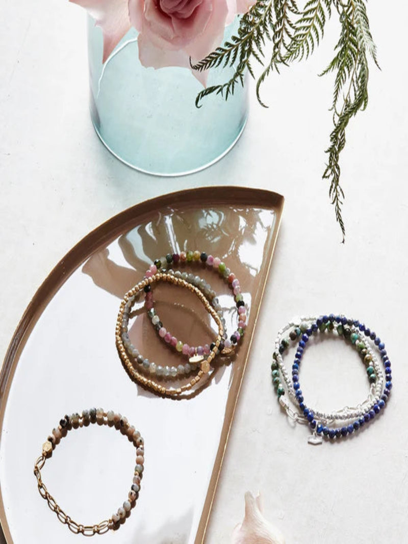 Mini Stone W/Chain Stacking Bracelet