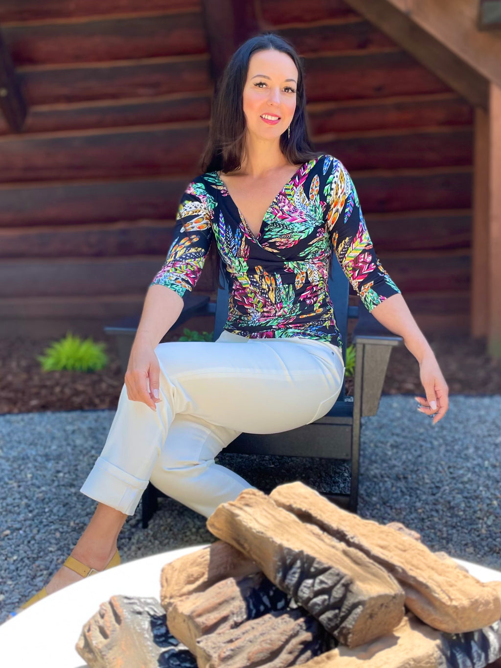 Leah 3/4 Sleeve Wrap Top