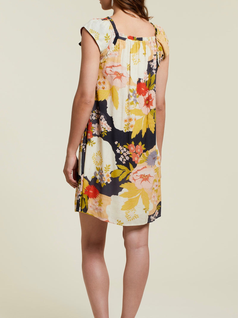 Tassel-Tie Challis Dress