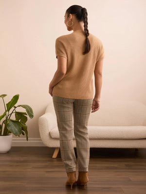 Tribal Mock Neck Short Sleeve Sweater