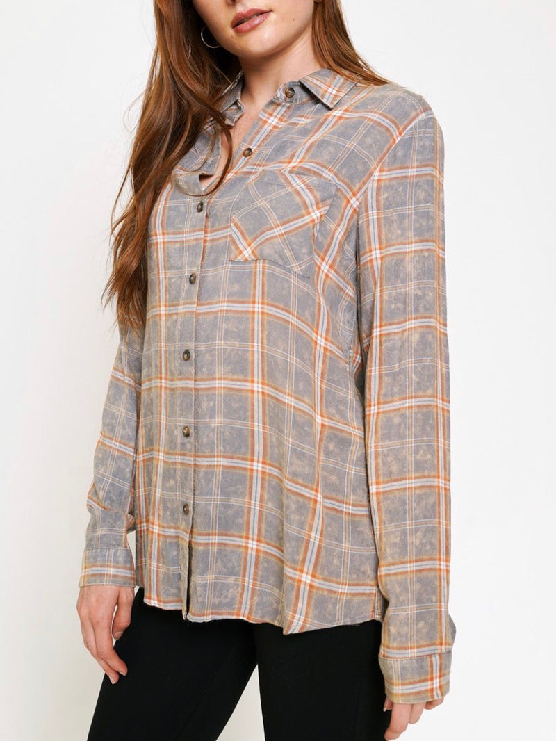 Acid Stained Plaid Shirt